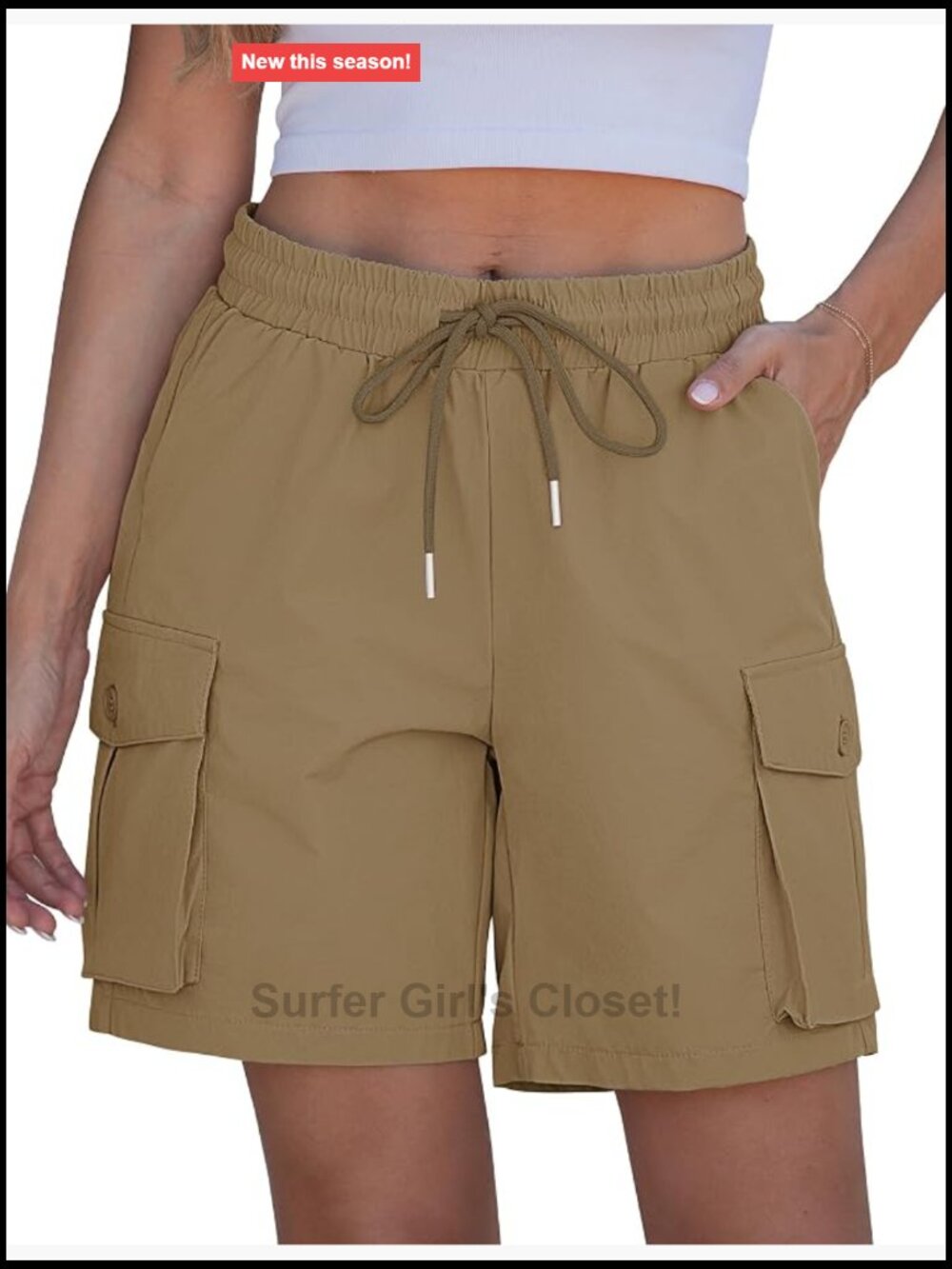 High Waisted Cargo Shorts with Pockets Water Resistant 7 Inch Inseam Hiking